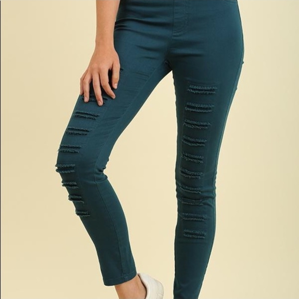 Umgee High Waisted Distressed Jeggings Women’s Size M NWT | Stretch Denim Skinny